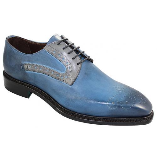 Emilio Franco "EF15177" Blue / Grey Genuine Calf Perforated Shoes